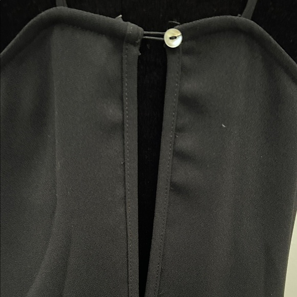 H&M Modern LBD Black Midi Dress with Black Sheer Mesh Panel is Front, Size 4 - Picture 9 of 10